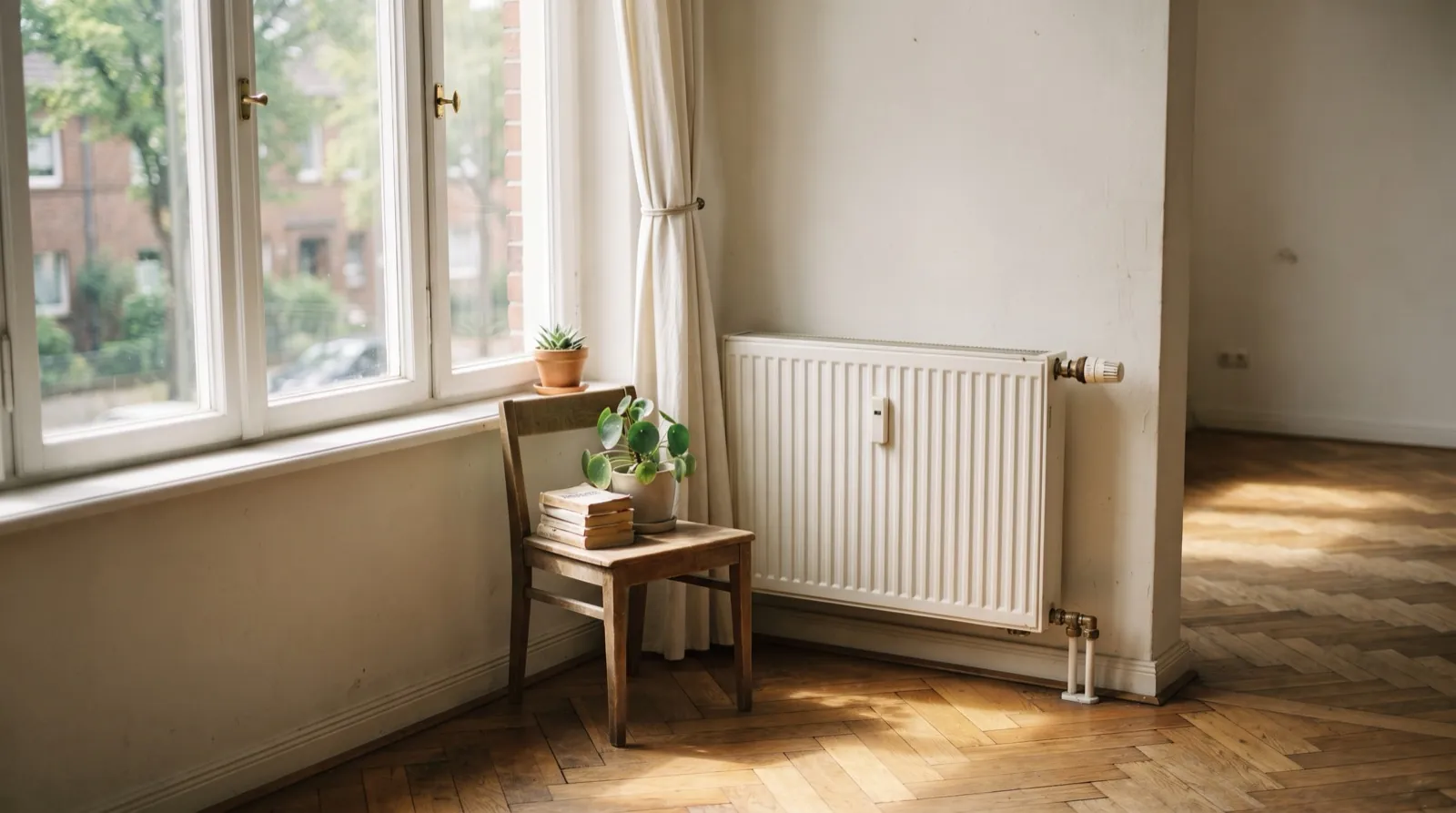 Heizkörper unter einem Fenster in einer Altbauwohnung